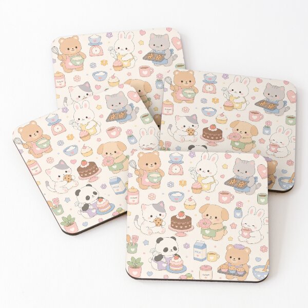 Item preview, Kawaii Bakery Friends Bunny Pastel Pattern designed and sold by Soft Berry Studio.