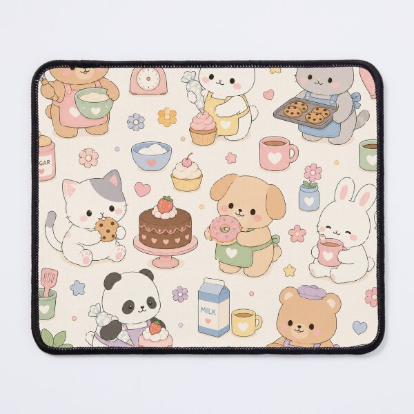 Item preview, Kawaii Bakery Friends Bunny Pastel Pattern designed and sold by Soft Berry Studio.
