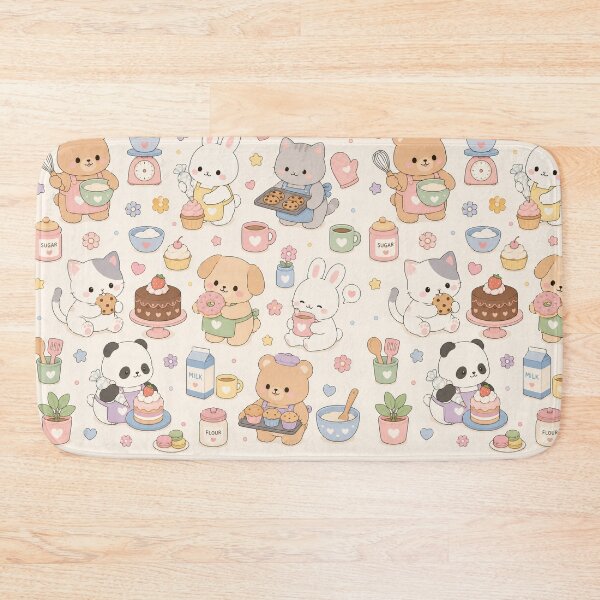 Item preview, Kawaii Bakery Friends Bunny Pastel Pattern designed and sold by Soft Berry Studio.