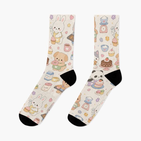 Item preview, Kawaii Bakery Friends Bunny Pastel Pattern designed and sold by Soft Berry Studio.