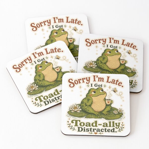 Item preview, Sorry I’m Late I Got Toad-ally Distracted Funny Frog Pun designed and sold by StillWildink.