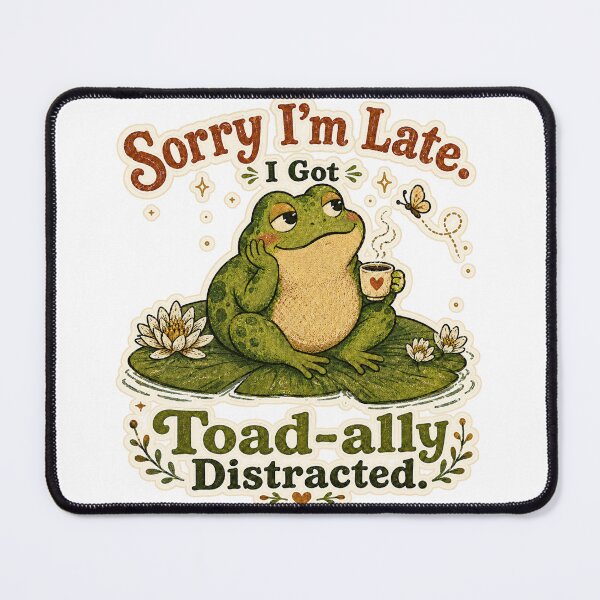 Item preview, Sorry I’m Late I Got Toad-ally Distracted Funny Frog Pun designed and sold by StillWildink.