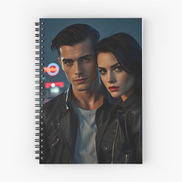 Item preview, Original Cinematic Rainy Night Noir Couple — Dramatic Leather Jacket Horror Art designed and sold by AllTidePixel23.