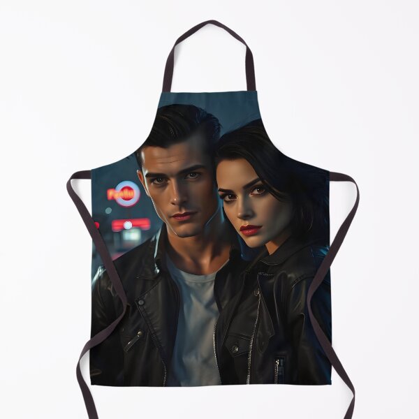 Item preview, Original Cinematic Rainy Night Noir Couple — Dramatic Leather Jacket Horror Art designed and sold by AllTidePixel23.