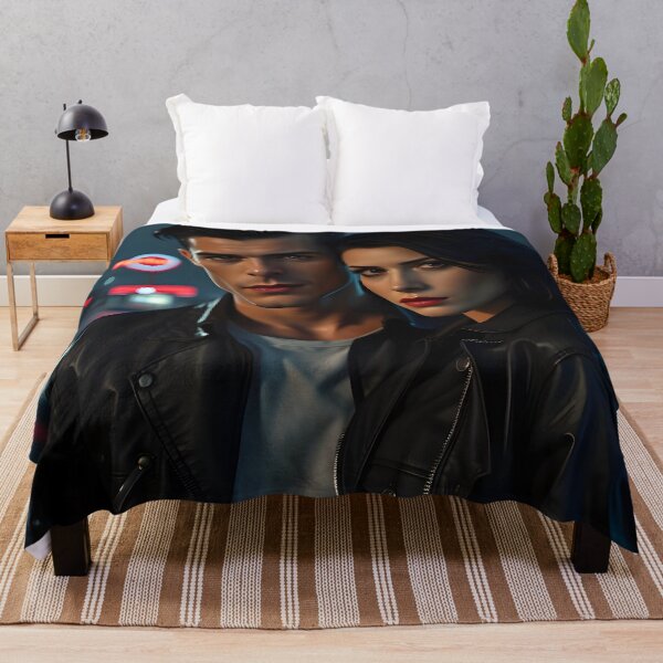 Item preview, Original Cinematic Rainy Night Noir Couple — Dramatic Leather Jacket Horror Art designed and sold by AllTidePixel23.