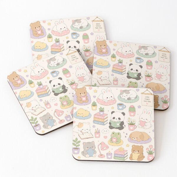 Item preview, Cozy Pastel Animals Kawaii Pattern designed and sold by Soft Berry Studio.