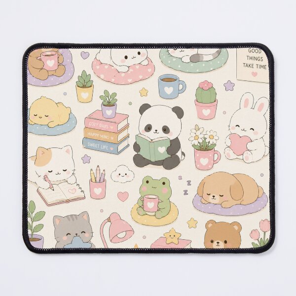 Item preview, Cozy Pastel Animals Kawaii Pattern designed and sold by Soft Berry Studio.