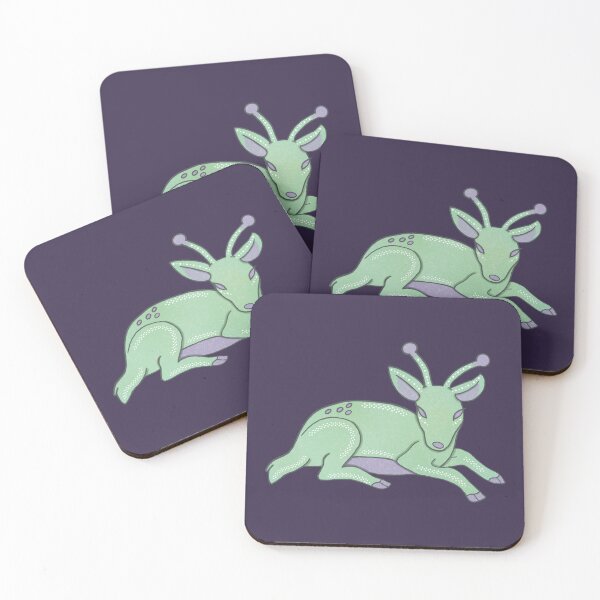 Item preview, Alien Doe — Whimsical Green Deer with Antenna Folk Art Illustration designed and sold by Whimsy Moth .