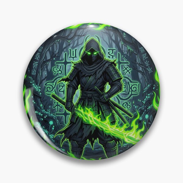 Item preview, Neon Shadow Samurai Green Mystic Warrior Anime Forest Design designed and sold by DervoTeck2767.