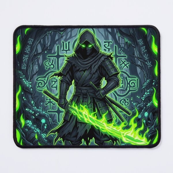 Item preview, Neon Shadow Samurai Green Mystic Warrior Anime Forest Design designed and sold by DervoTeck2767.