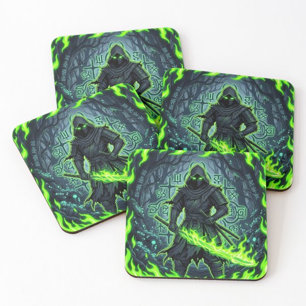 Item preview, Neon Shadow Samurai Green Mystic Warrior Anime Forest Design designed and sold by DervoTeck2767.