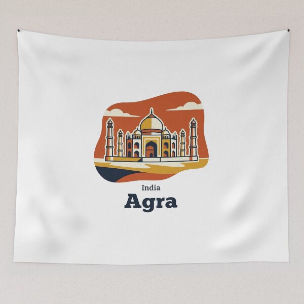 Item preview, Agra Taj Mahal Bold Retro Graphic Travel Art Print designed and sold by Inkworksbyshery.