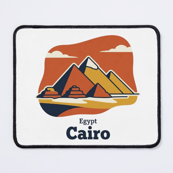 Item preview, Cairo Pyramids Bold Retro Graphic Travel Art print designed and sold by Inkworksbyshery.