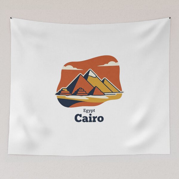 Item preview, Cairo Pyramids Bold Retro Graphic Travel Art print designed and sold by Inkworksbyshery.