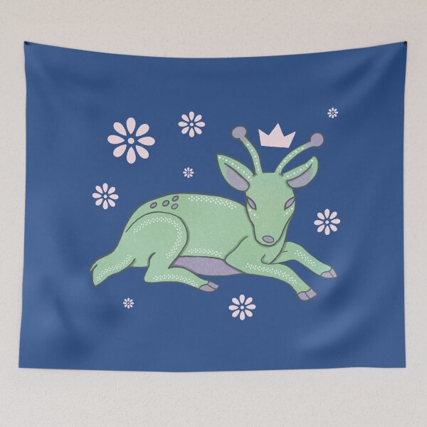 Item preview, Alien Doe — Whimsical Green Deer with Antenna Folk Art Illustration designed and sold by Whimsy Moth .