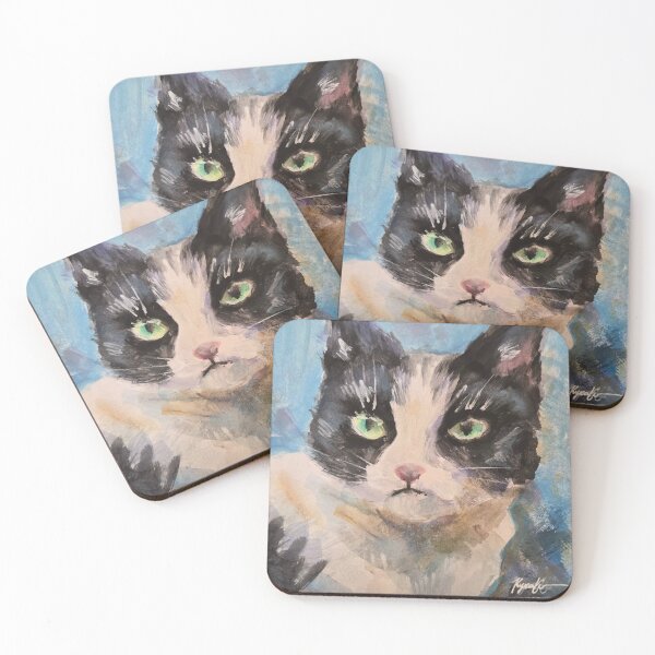 Item preview, Custom Pet Portrait Inspiration | Realistic Tuxedo Cat Acrylic Painting designed and sold by jadexjournal.