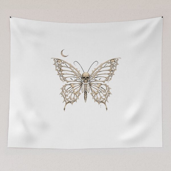 Item preview, Gothic Butterfly Skeleton – Dark Surreal Anatomy Illustration designed and sold by Joyfulfabric.