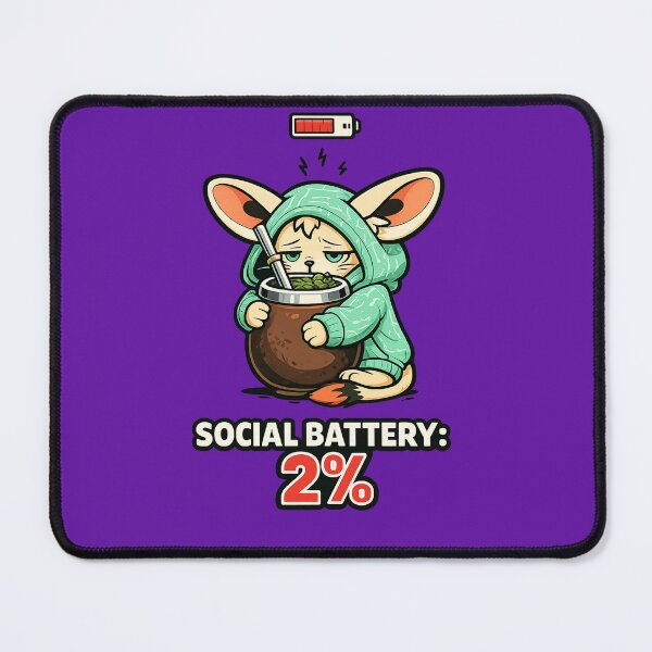 Item preview, Social Battery 2% Funny Introvert JerboaMate designed and sold by Mladen Rudonja Studio.