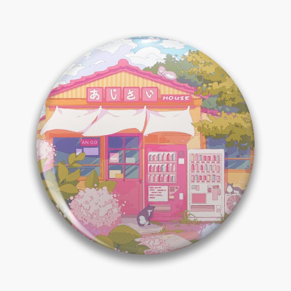 Item preview, The Hydrangea house, kawaii cats, flowers, and wonderful sky (muted soft colors) designed and sold by AnGoArt.