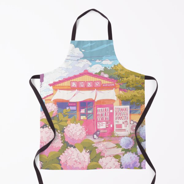 Item preview, The Hydrangea house, kawaii cats, flowers, and wonderful sky (muted soft colors) designed and sold by AnGoArt.