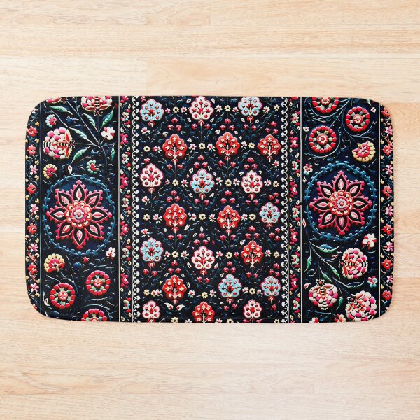 Item preview, Lakai Suzani Uzbekistan Floral Embroidery Print designed and sold by Vicky Brago-Mitchell®.