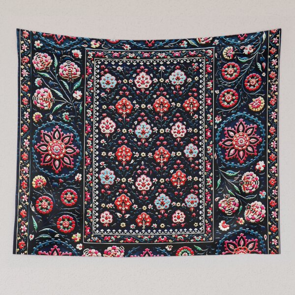 Item preview, Lakai Suzani Uzbekistan Floral Embroidery Print designed and sold by Vicky Brago-Mitchell®.
