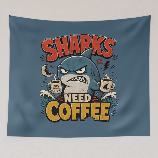 Item preview, Shark Needs Coffee designed and sold by Fab-Haven.