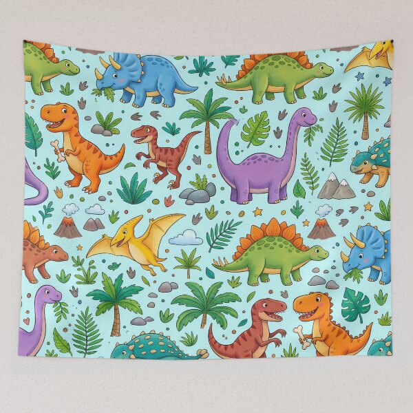 Item preview, Happy Dinosaurs Merging Reality Fantasy Artistic Expression designed and sold by ART ATTACK ZONE.