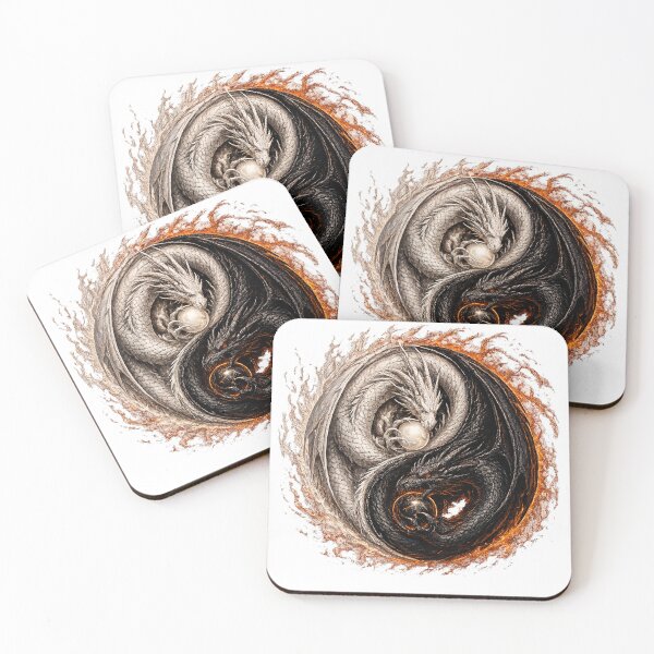 Item preview, Eternal Balance Dragons – Yin Yang Fire & Shadow Dragon Art designed and sold by FyreHorse Designs.