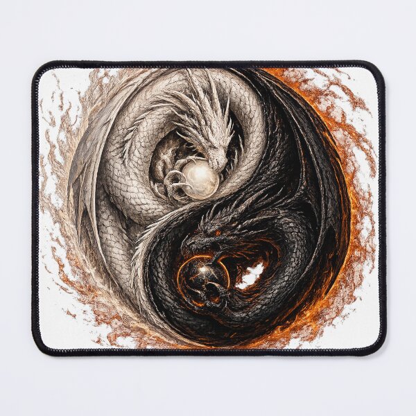 Item preview, Eternal Balance Dragons – Yin Yang Fire & Shadow Dragon Art designed and sold by FyreHorse Designs.