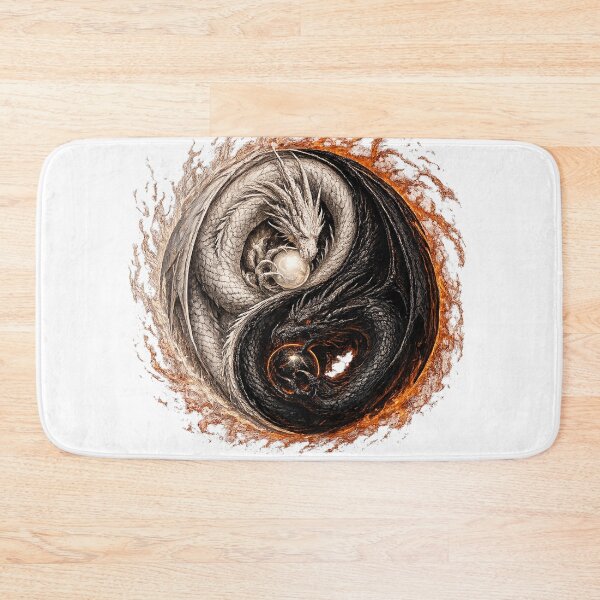 Item preview, Eternal Balance Dragons – Yin Yang Fire & Shadow Dragon Art designed and sold by FyreHorse Designs.