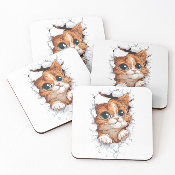 Item preview, Cute Ginger Kitten Breaking Through Paper   designed and sold by Moody Vibes Studio.