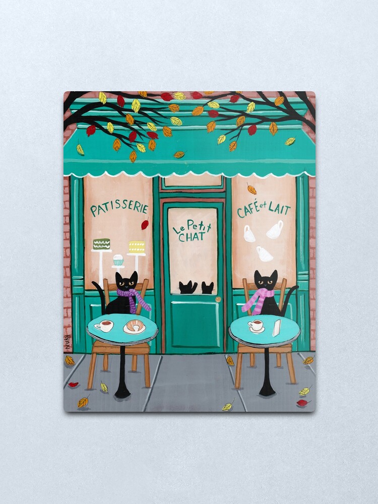 Alternate view of Le Petit Chat Cafe Metal Print