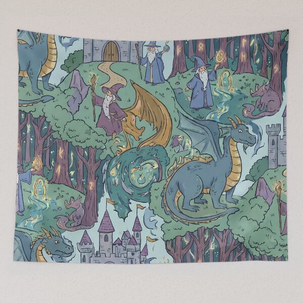 Item preview, Art Dragons Magic Landscapes Reality Fantasy Artistic Expression designed and sold by ART ATTACK ZONE.