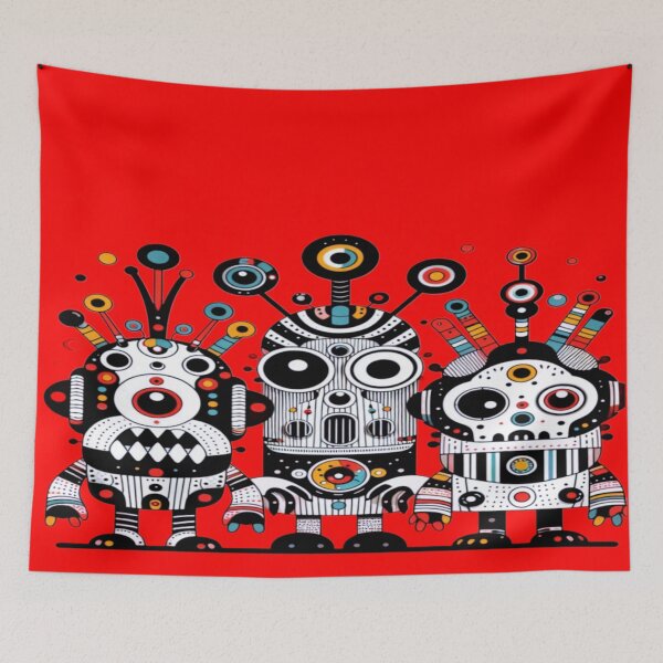 Item preview, Reunión de robots: Trío de robots con patrones cósmicos designed and sold by daweave77.