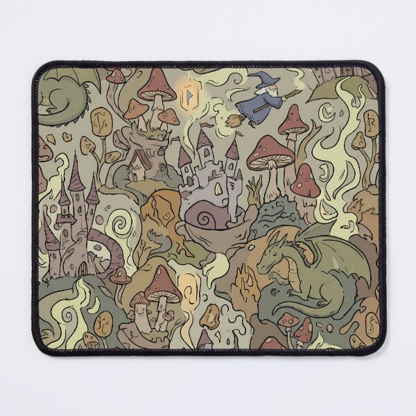 Item preview, Mushrooms Dragons Magic Landscapes Reality Fantasy Artistic Expression designed and sold by ART ATTACK ZONE.