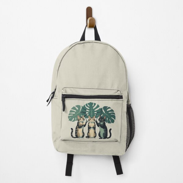 Item preview, Playful Cats Holding Monstera Leaves – Tropical Cute Cat Design designed and sold by LEO'S CREATURE れおずくりーちゃー.