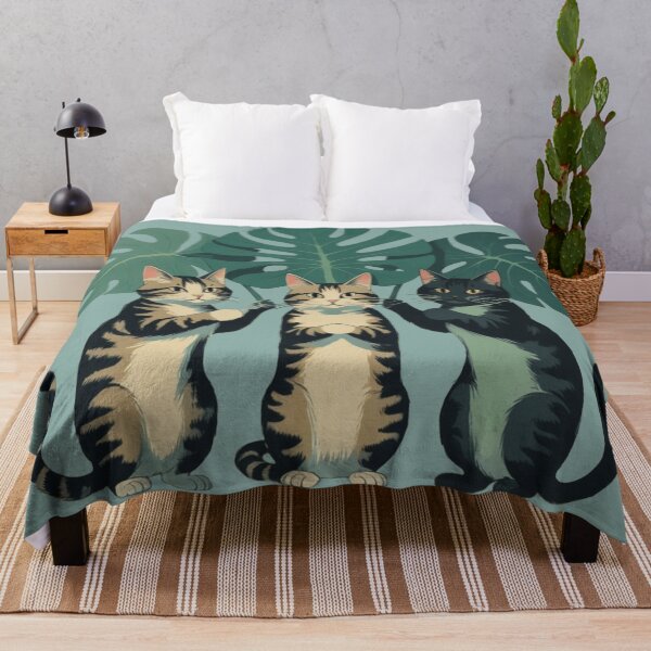 Item preview, Playful Cats Holding Monstera Leaves – Tropical Cute Cat Design designed and sold by LEO'S CREATURE　れおずくりーちゃー.