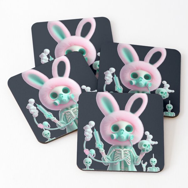 Item preview, Pastel Goth Gas Mask Bunny Skeleton designed and sold by LujziWorld.