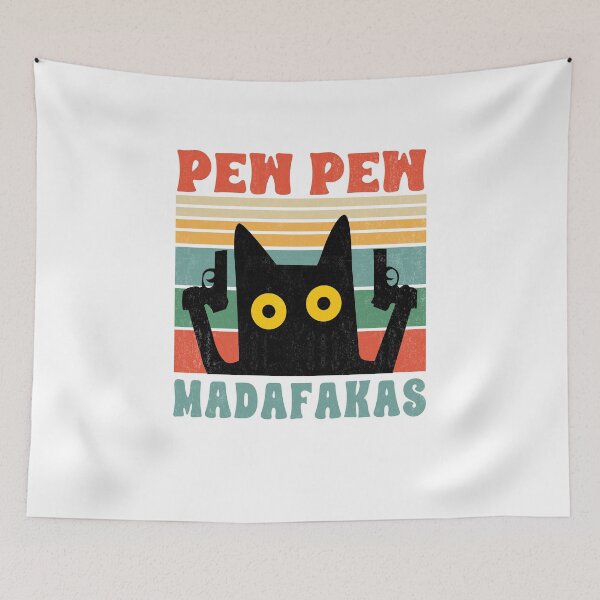 Item preview, Cat Pew Pew Madafakas Retro Vintage Gift designed and sold by FernaRoje.