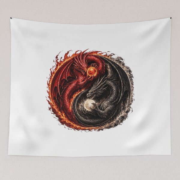 Item preview, Inferno & Eclipse Dragons – Yin Yang Fantasy Dragon Art designed and sold by FyreHorse Designs.