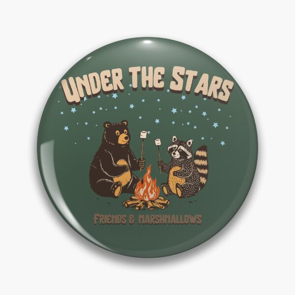 Item preview, Under the Stars, Friends and Marshmallows,bear and raccoon designed and sold by Shedronpanda.