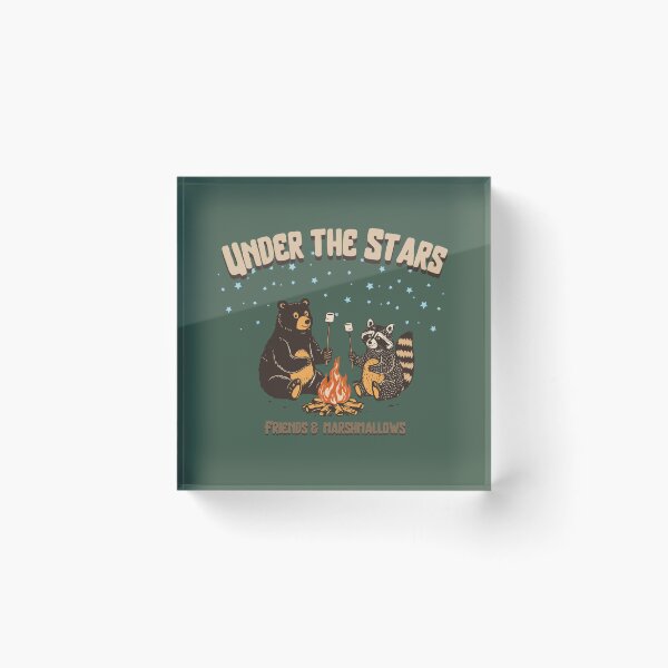 Item preview, Under the Stars, Friends and Marshmallows,bear and raccoon designed and sold by Shedronpanda.