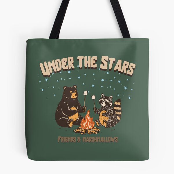 Item preview, Under the Stars, Friends and Marshmallows,bear and raccoon designed and sold by Shedronpanda.