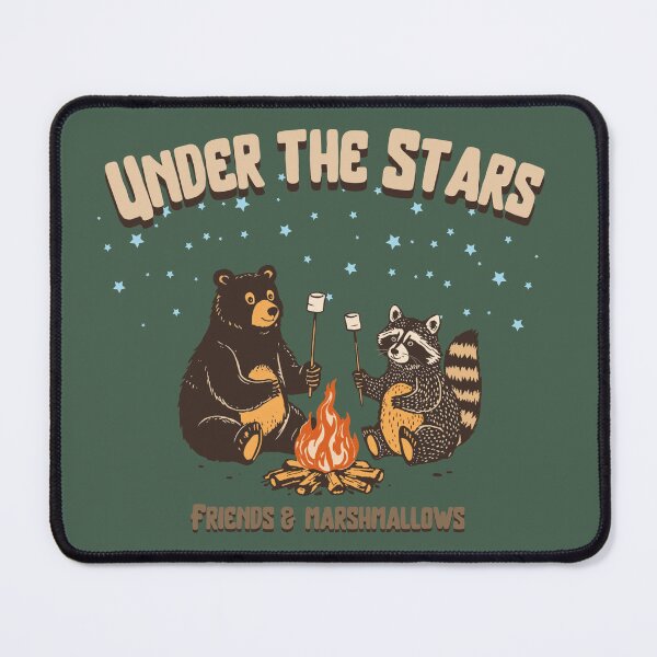 Item preview, Under the Stars, Friends and Marshmallows,bear and raccoon designed and sold by Shedronpanda.