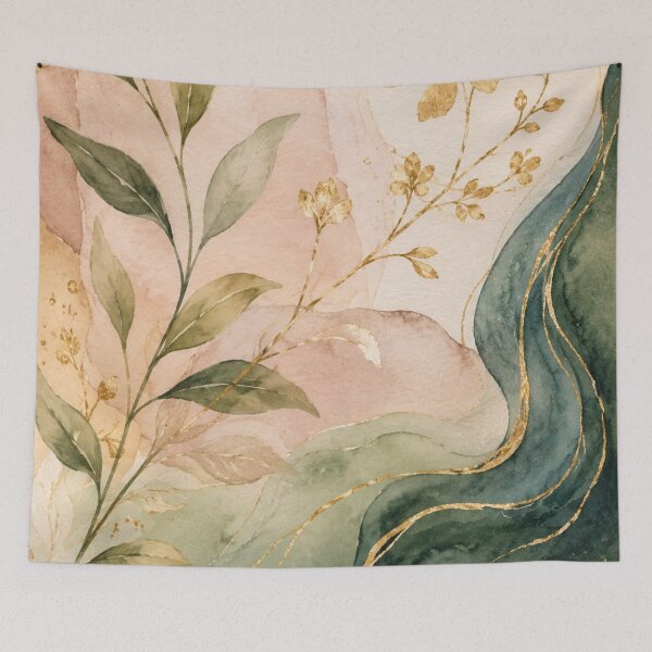 Item preview, Emerald Whisper Flow – Luxe Watercolor Botanical Abstract Illustration designed and sold by Dream Bloom Gallery.