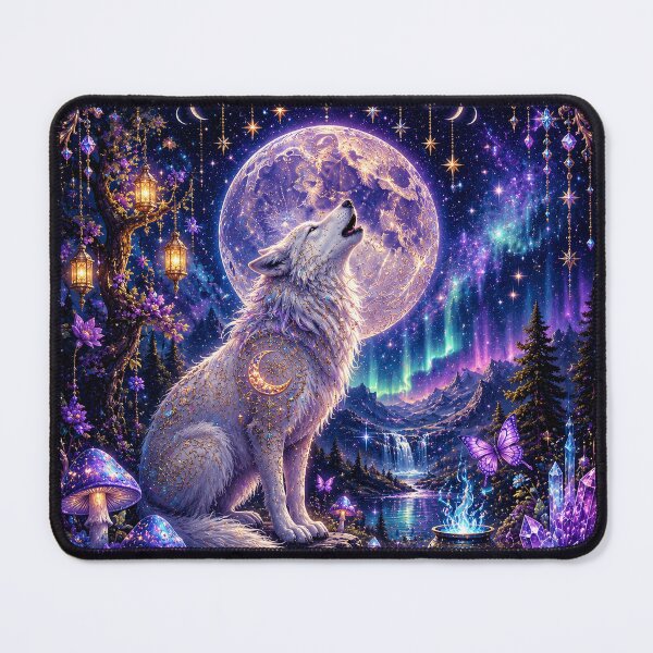 Item preview, Moonlit Spirit Wolf Under the Cosmic Sky designed and sold by GMACgraphicsCo.