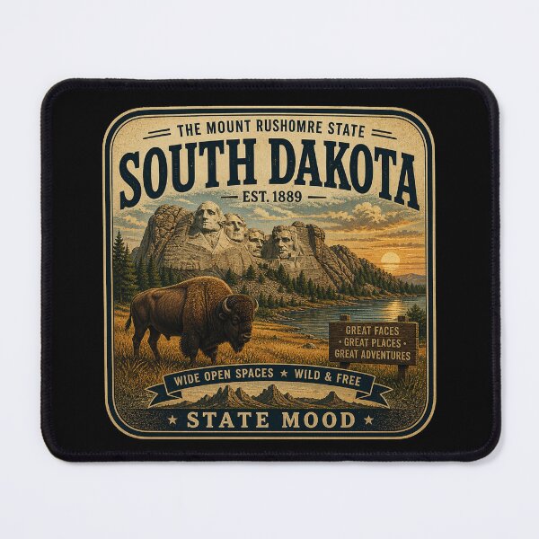 Item preview, South Dakota Mount Rushmore Vintage Bison Landscape designed and sold by StateMoodDesigns.