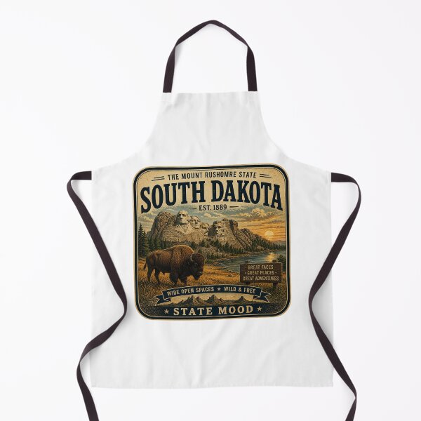 Item preview, South Dakota Mount Rushmore Vintage Bison Landscape designed and sold by StateMoodDesigns.