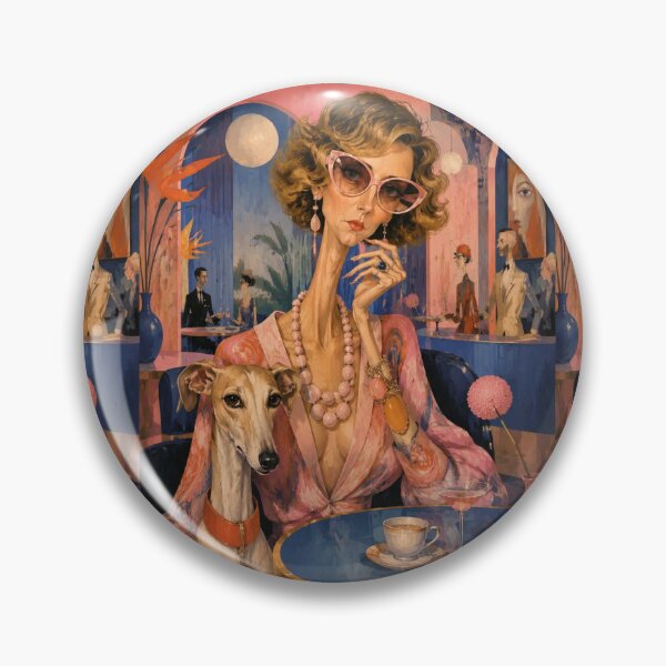 Item preview, A girl with a dog in a café. designed and sold by Natalia-Vlad.